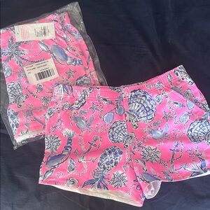 Pink and Blue Patterned Girls Shorts